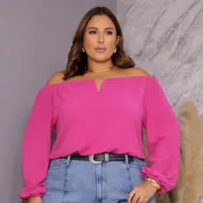 Blusa Ciganinha Plus Size Manga Longa Feminina Moda Casual Elegante GG AO G2