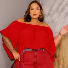 Blusa Ciganinha Plus Size Elastex Manga Flare GG ao G2 Tecido Leve