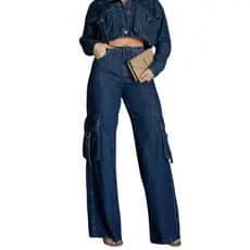 Calça jeans relaxes super larga pantalona jeans com bolsos wideleg