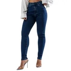 Calça Jeans Mom Feminina Cintura Alta Básica com Elastano 00201 Escura