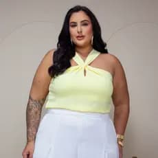 Blusa Plus Size Duna Regata Chic confortavel cumprida elegante