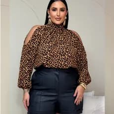 Blusa feminina plus size manga longa moderna tamanho grande chic