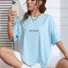 Camiseta Oversized Overtec Modinha Braba Frase Engraçada 100% Algodão Feminina