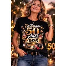 Camiseta T-Shirt de repente 50 anos de idade 1976 estampa 100% algodão