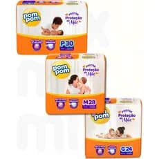 Fralda Pompom Derma Protek Infantil - Fardo com 2/3/4/5 Pacotes