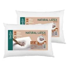 Kit 2 Travesseiros Natural Látex Alto Duoflex Conforto Maior Durabilidade 100% Algodão