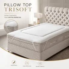 Pillow Top Casal King Trisoft 193x203x04 Macio Confortável Hipoalergênico Lavável