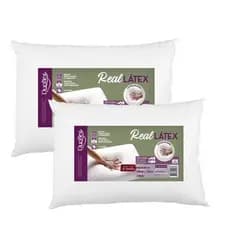 Kit 2 Travesseiros Real Látex Baixo Duoflex 14cm Maciez Total Sustentação Conforto