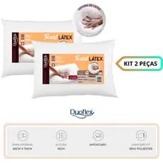 Kit 2 Travesseiros Real Látex Alto Duoflex Confortável - Antiácaros - Antifungos e Bactérias - Não Deforma