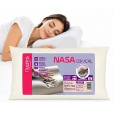 Travesseiro Nasa Cervical Duoflex 12,5x7,5x11cm Para Fronha 50x70cm Antiácaro Capa Com Zíper
