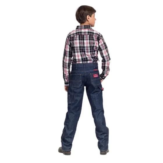 Calça Jeans Infantil Carpinteiro Resistente Estilosa Prática Confortável Dia A Dia Escola Brincadeiras Ref: 657