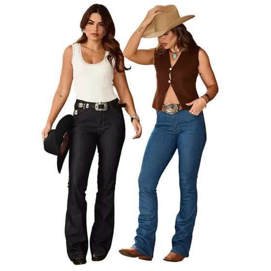 Kit com 2 Calças Jeans Country Feminina Marca Estilo Country Ref: 1228