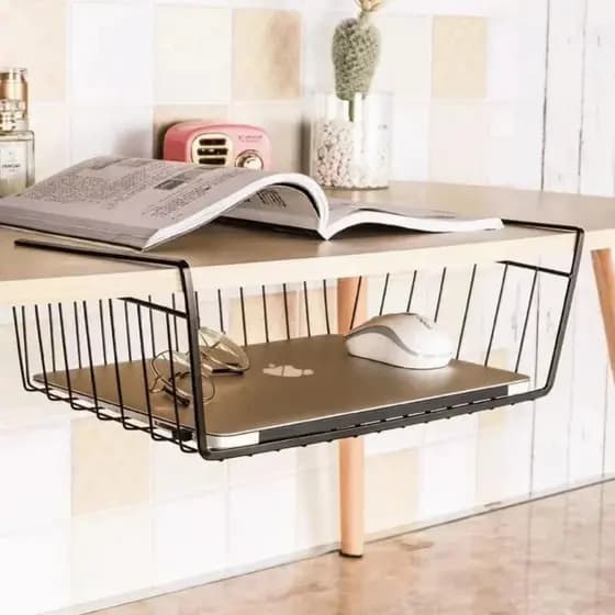 Cesto Organizador Aramado Prateleira Grande Multiuso Suspenso Armário Inox