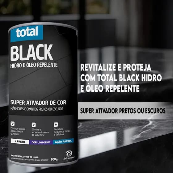Total Black Bellinzoni 500ml e 900ml Ativador De Cor Nero Marquina Óleo + Cor marmore e granito cera