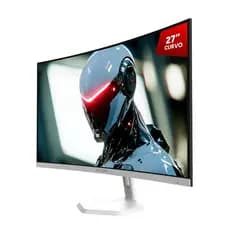 Monitor Gamer Pcyes Quartzo Q27c 27" Curvo Fhd Va 100hz 5ms Hdmi/Vga Freesync White Ghost