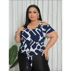 BLUSA PLUS SIZE ESTAMPADO  CIGANINHA COM AMARRAÇÃO