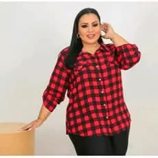 CAMISA XADREZ PLUS SIZE FEMININA