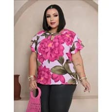BLUSA ESTAMPADA MANGA CURTA DE GOLA REDONDA T. DUNA