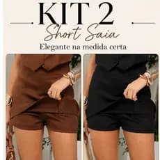 Kit 2 Short Saia Femenino Alfaiataria Ziper nas Costas Elegante e Confortavel Estilo 2026