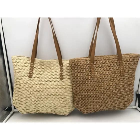 Bolsa de Tecido para Praia - Bolsa a Moda Praia, bolsa de palha