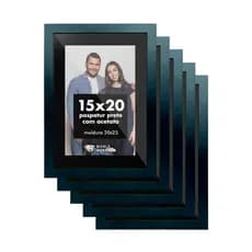 Kit 5 Moldura Acetato Paspatur Preto 15x20 Quadro Foto Decoração Parede Madeira Cabeceira Quarto Sala Decor