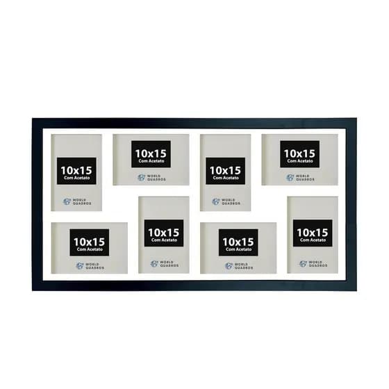 Quadro Painel Multifotos 8 Foto 10x15 Paspatur Branco Moldura Acetato Parede Criativo Luxo