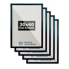 Kit 5 Moldura 30x40 Foto Quadro Parede Acetato Poster Porta Retrato Diplomas Certificado Fotografia Madeira Cartazes MDF