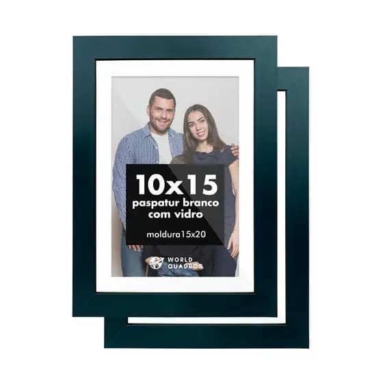 Kit 2 Moldura Paspatur Branco 10x15 Com Vidro Quadro Decorativo Foto Fotografia Parede Madeira Cabeceira Quarto Sala Lux