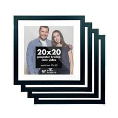 Kit 4 Moldura Paspatur Branco 20x20 Quadro Com Vidro Quarto Sala Decor Foto Luxo Fotografia Parede Madeira Decoração