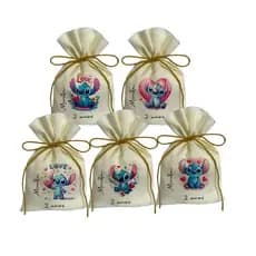 Saquinhos Stitch Love Lembrancinhas Personalizados 20 Unidades