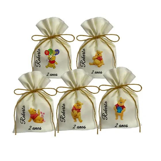 Saquinhos Lembrancinhas Personalizados Ursinho Pooh Sortidos