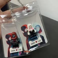 Chaveiro De Estatueta De Bloco De Construção Com Nome De Casal Personalizado , Pingente De Mochila De Tubarão Fofo , E C