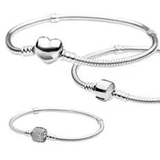 Pulseira prata 925 bracelete feminino básico com fecho abrível fashion
