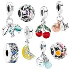 Berloque prata 925 tema marinho fofo pingente para pulseira DIY feminina presente