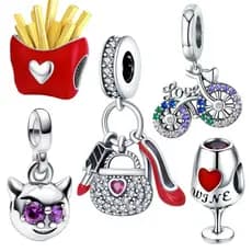 DIY pulseira prata 925 pingente taça champanhe berloque acessório feminino chique