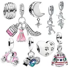 Berloque prata 925 pingente vestido para pulseira presente estiloso