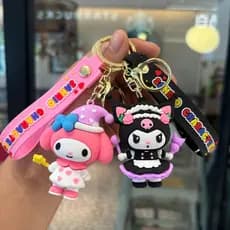 Boneca Sanrio Kuromi/Melody Boneca Chaveiro, Pingente de Bolsa Fofa de Desenho Animado, Presente de Aniversário Infantil