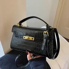 Bolsa Kelly Preta, Bolsa Quadrada Pequena Portátil para Meninas, Bolsa Mensageiro de Ombro para Meninas Commuter All-Mat