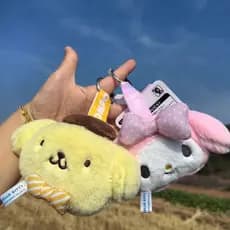 Boneca de pelúcia Sanrio de personagem de Anime japonês, cachorro canela/Kuromi/bolsa de cachorro de pudim/pingente de c