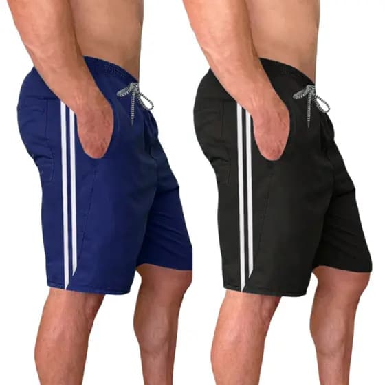 Kit 2 Bermuda Tactel Masculina 3 Bolsos Corrida Short Masculino Academia