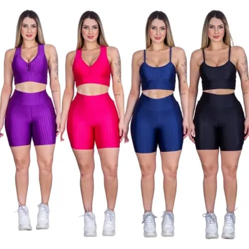 Kit 4 Short Feminino 3D Plus Size Legging Suplex Shortinho Leg Feminina Academia Cintura Alta