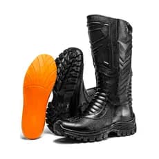 Bota Coturno Militar Bombeiro Samu Segurança em Couro Preto com Protetor de Marcha