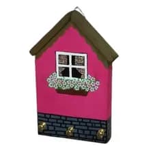 Casinha Decorativa Decoração Rústica Porta-Chaves 3 Arrebites Madeira Maciça
