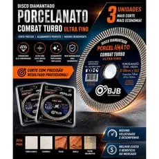 Kit 3 Discos Diamantado Porcelanato Corte Ultra Fino BJB equipamentos, Diametro de 105mm Furo 20mm