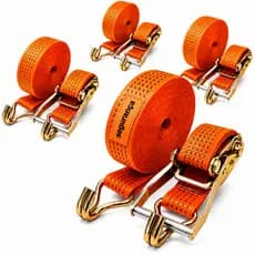 Kit 4 Cintas Catraca Reforçada 800kg 4,6m Amarração Carga Moto Caminhonete Mudança Gancho Laranja