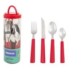 Kit 24 Peças Faqueiro Talheres Inox Riviera Brinox Vermelho