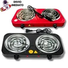 Fogão Fogareiro Elétrico Portátil Cooktop Camping 2 Bocas 2000W 110V/220V