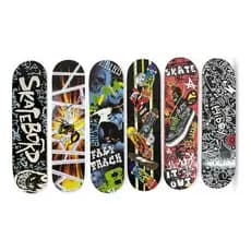Skate Completo Com Lixa 78 Cm Crianças E Adultos Até 100kg Estampas Semi Proficional