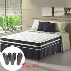 Pés de Cama Box Kit Cabeceira Pezinho 12cm Plástico Com Parafuso
