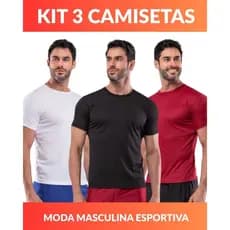 Kit 3 Camisetas Masculinas Esportivas Poliéster Lisa Academia Treino